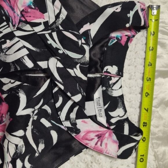 White House Black Market Halter Tank B/W/Pink Floral Side Zip Sleeveless Size 14 - Picture 5 of 10